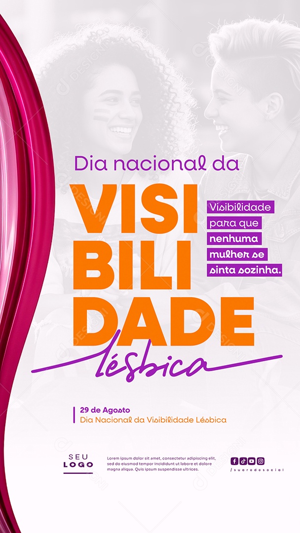 Story Dia Nacional Da Visibilidade Lésbica 29 de Agosto Social Media PSD Editável
