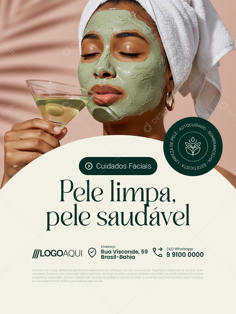Estéticista Pele Limpa Pele Saudável Social Media PSD Editável