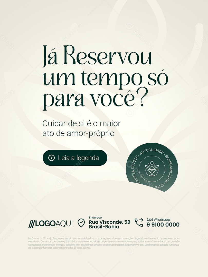 Estéticista Já Reservou um Tempo Só para Você Social Media PSD Editável