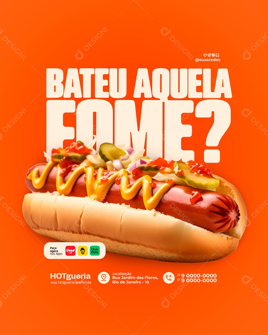 Hotdogueria Bateu Aquela Fome Social Media PSD Editável