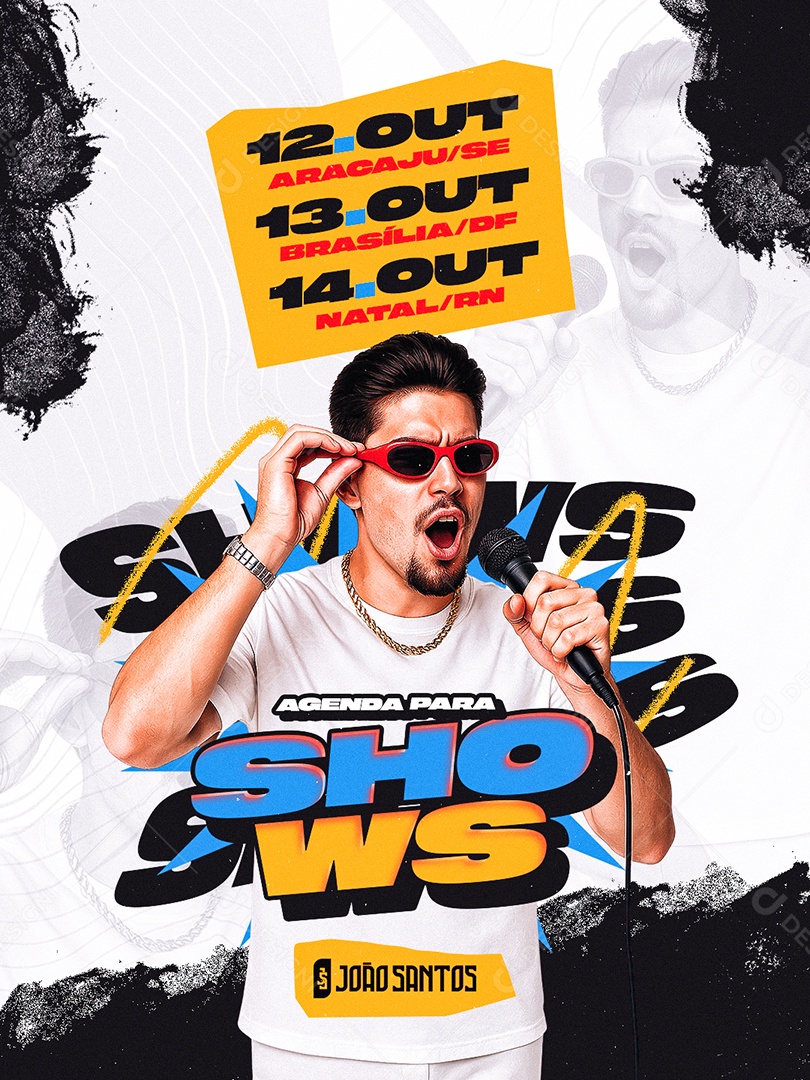 Flyer Próximos Shows Agenda para Shows João Santos Social Media PSD Editável