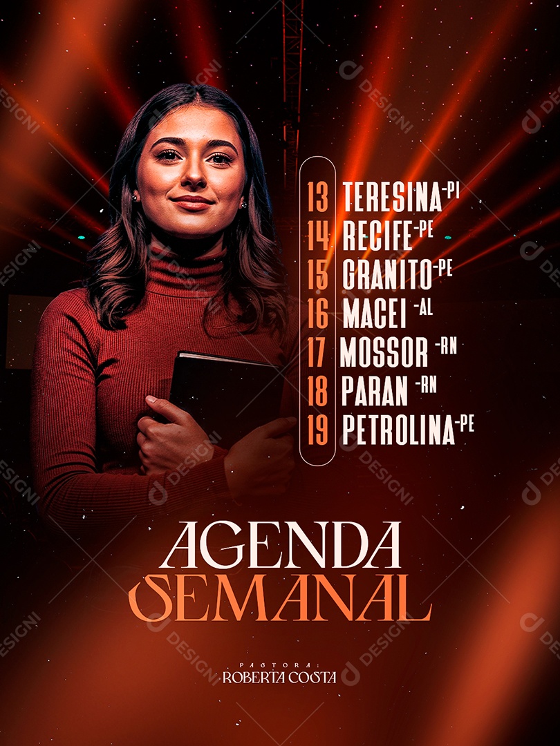 Flyer Gospel Agenda Semanal Social Media PSD Editável