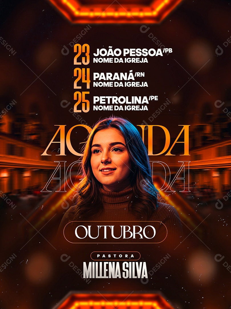 Flyer Gospel Agenda Outubro Social Media PSD Editável