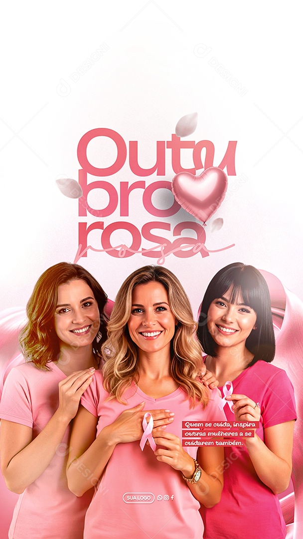 Story Outubro Rosa Mês de Prevenção Social Media PSD Editável