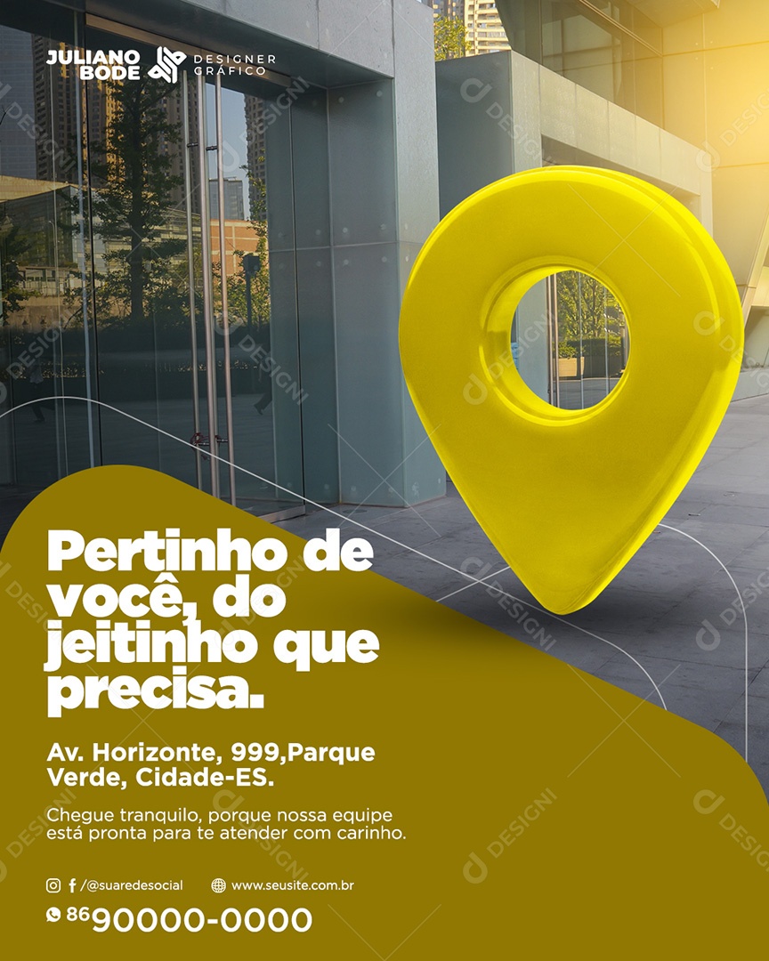 As Portas Estão Abertas Amarelo Feed Social Media PSD Editável