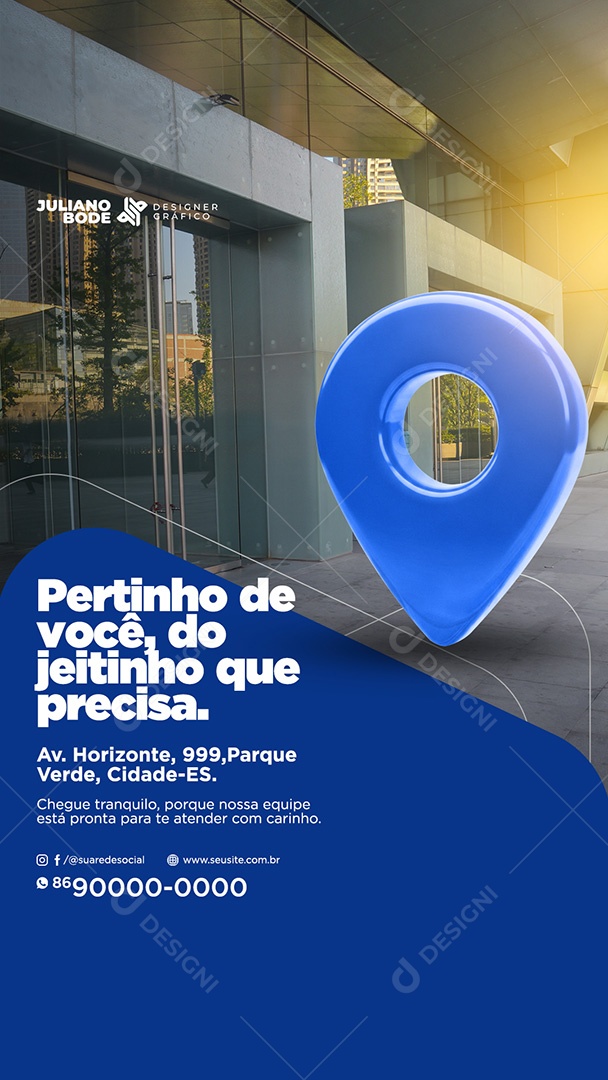 As Portas Estão Abertas Azul Story Social Media PSD Editável