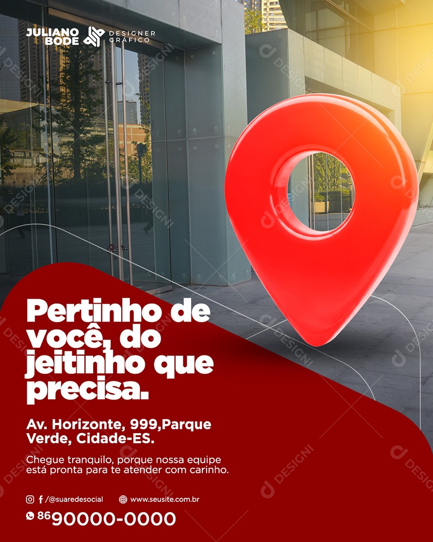 As Portas Estão Abertas Vermelho Feed Social Media PSD Editável