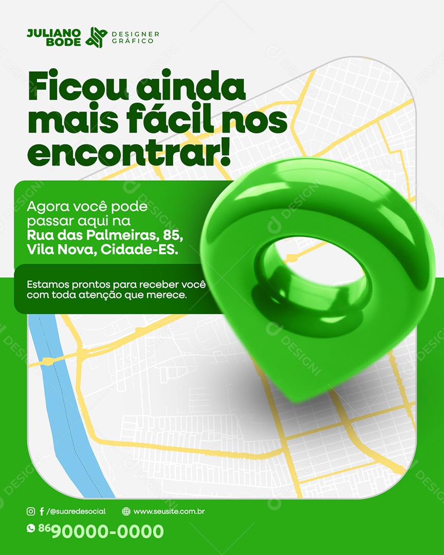 Ficou Ainda Mais Facil Nos Encontrar Verde Feed Social Media PSD Editável