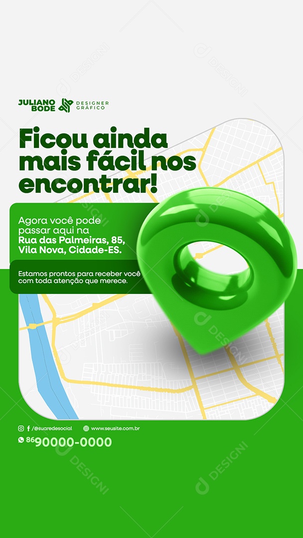 Ficou Ainda Mais Facil Nos Encontrar Verde Story Social Media PSD Editável