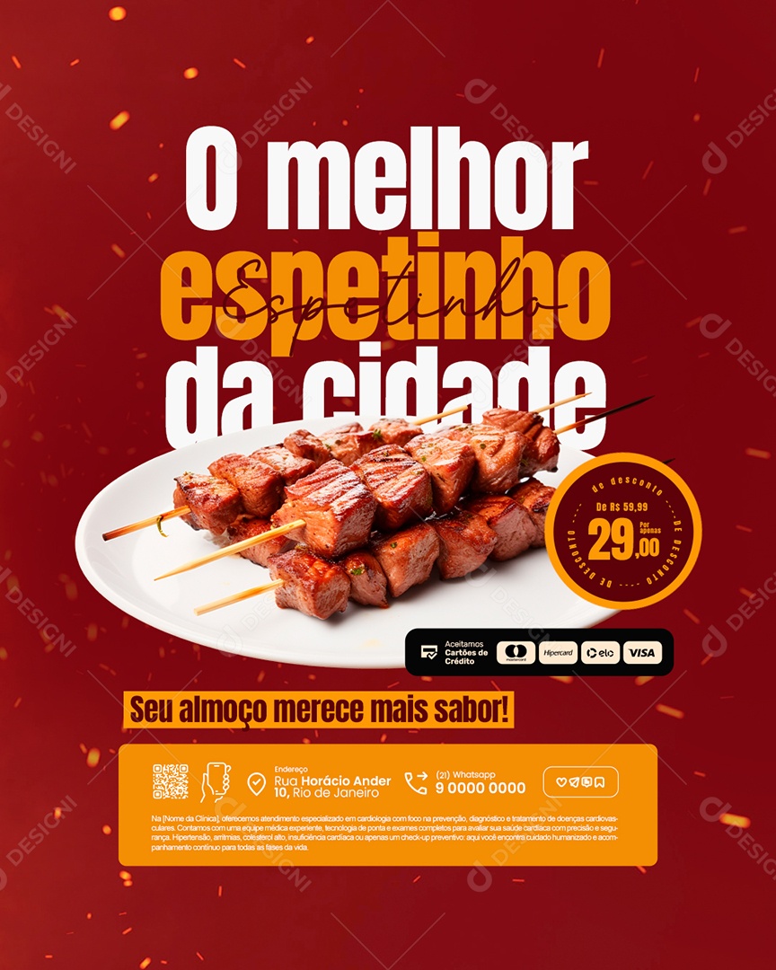 Churrascaria O Melhor Espetinho da Cidade Social Media PSD Editável