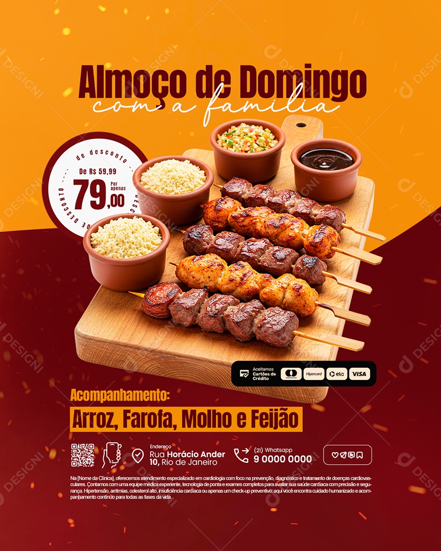 Churrascaria Almoço de Domingo com a Família Social Media PSD Editável