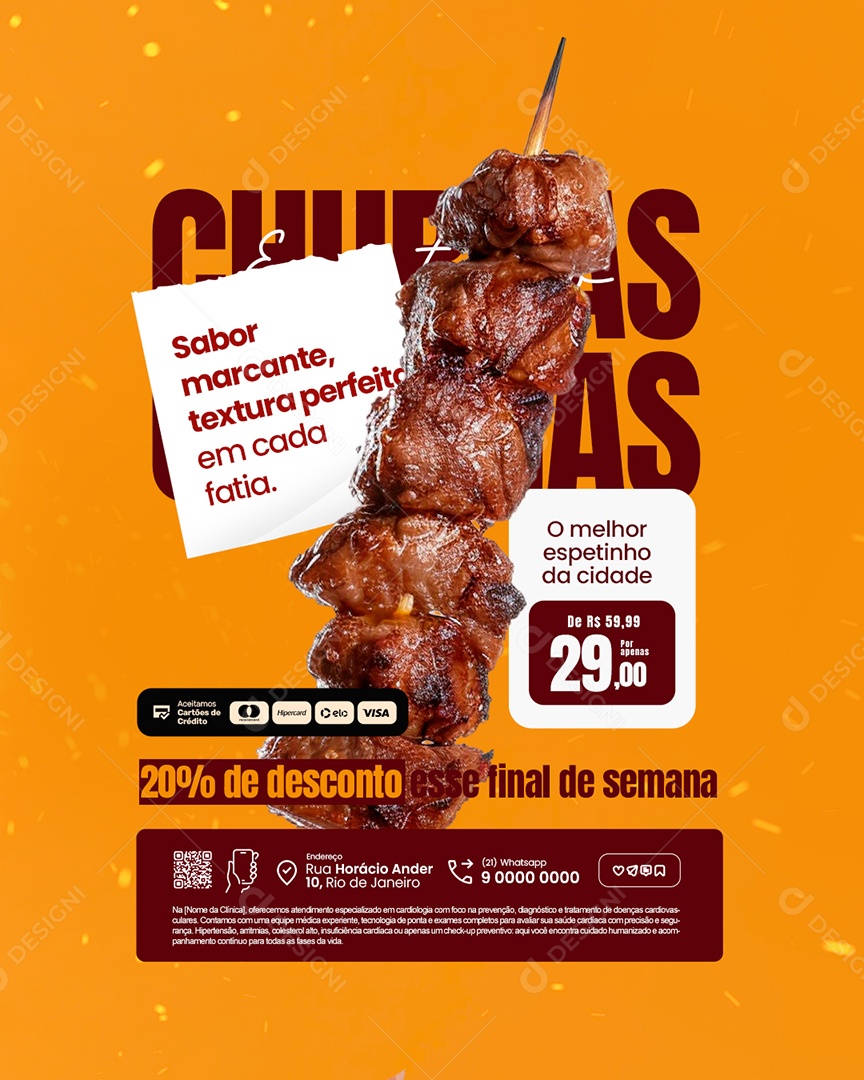 Churrascaria Sabor Marcante Churras Social Media PSD Editável
