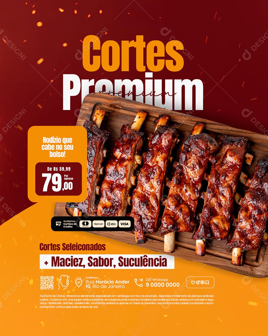 Churrascaria Cortes Premium Social Media PSD Editável