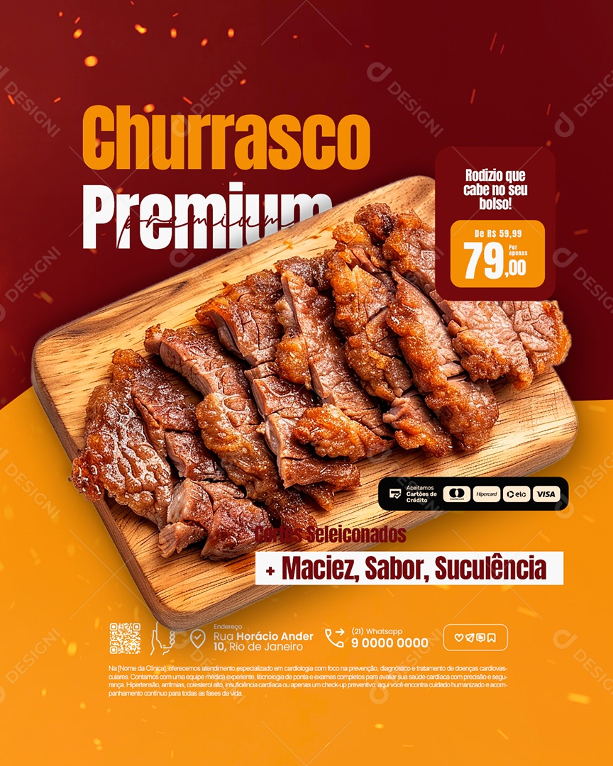 Churrascaria Churrasco Premium Social Media PSD Editável