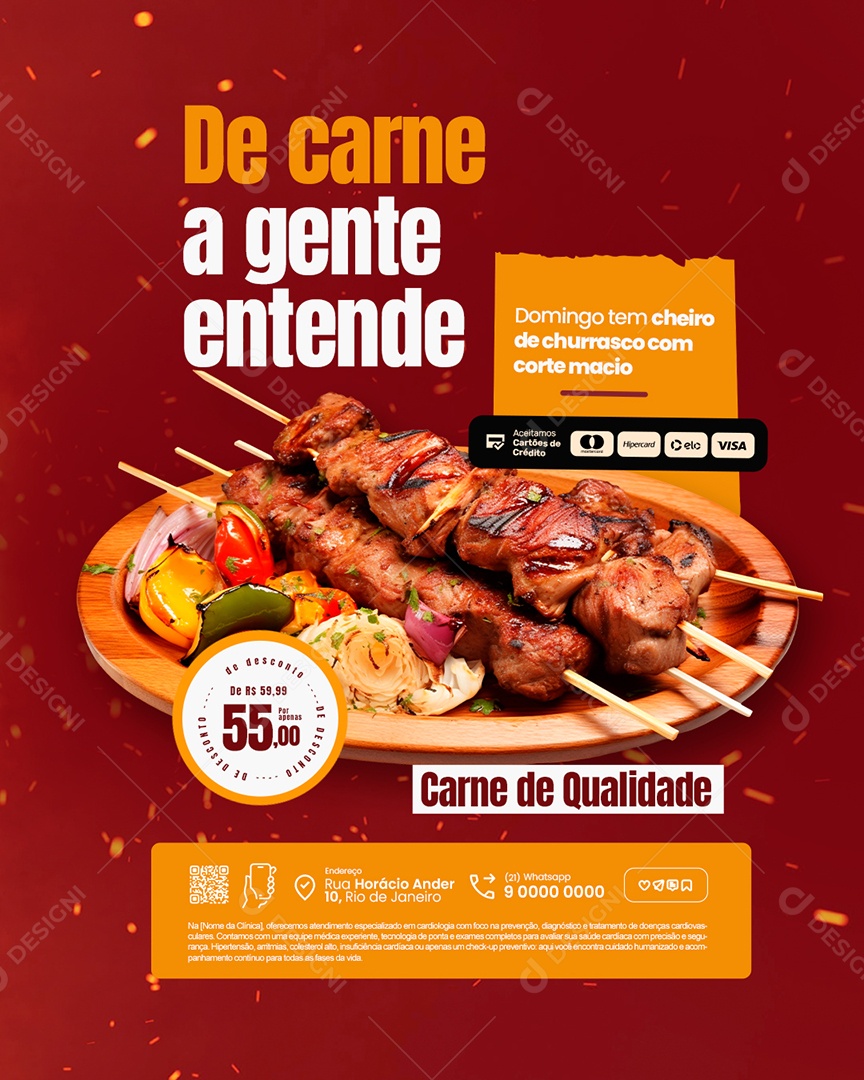 Churrascaria De Carne a Gente Entende Social Media PSD Editável