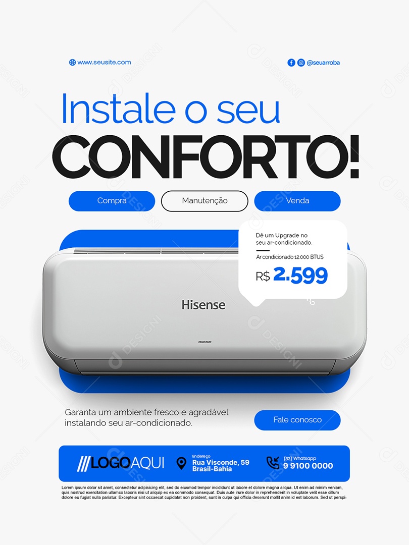 Ar Condicionado Instale seu Conforto Social Media PSD Editável
