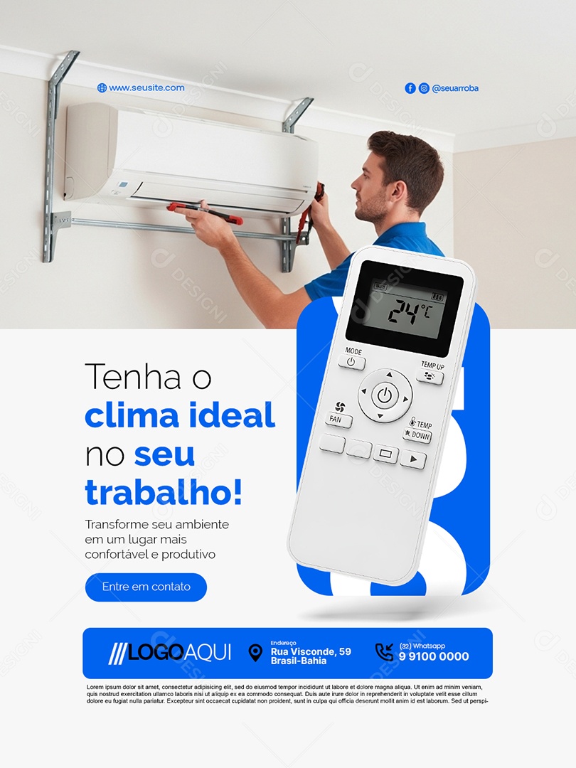 Ar Condicionado Tenha o Clima Ideal no Seu Trabalho Social Media PSD Editável