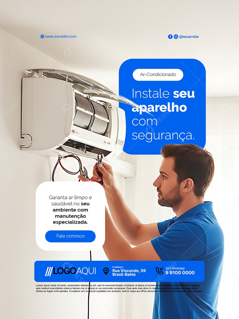 Ar Condicionado Instale seu Aparelho com Segurança Social Media PSD Editável