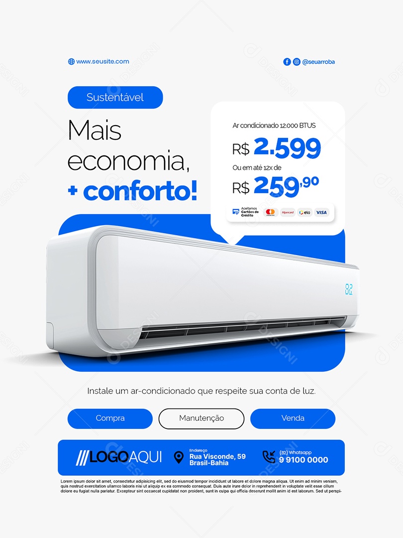 Ar Condicionado Sustentável Mais Economia Mais Conforto Social Media PSD Editável