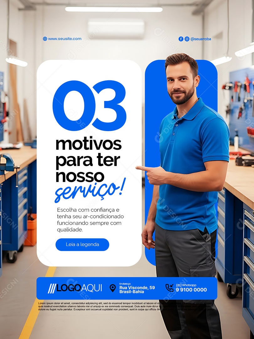 Ar Condicionado Três Motivos para Ter Nosso Serviço Social Media PSD Editável