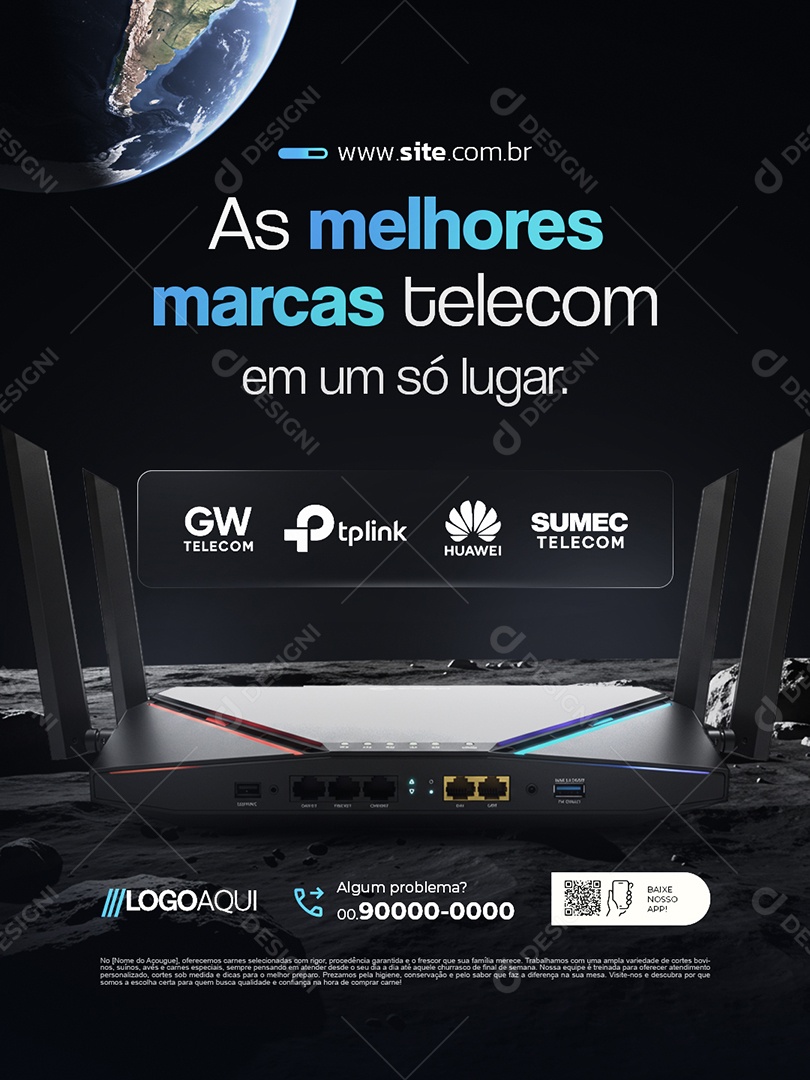 As Melhores Marcas Telecom em Um Só Lugar Social Media PSD Editável