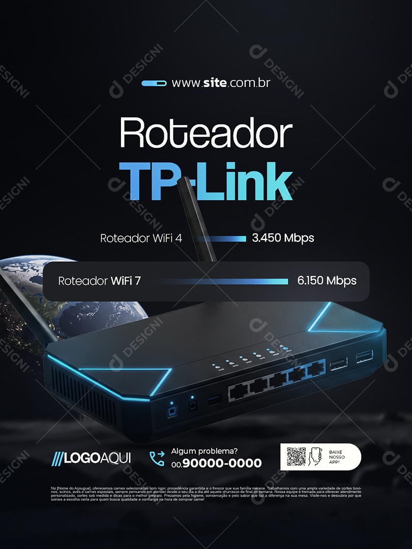 Telecom Roteador TP-Link Social Media PSD Editável