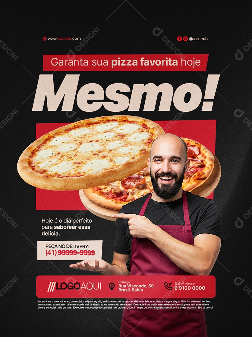 Pizzaria Garanta sua Pizza Favorita Hoje Mesmo Social Media PSD Editável