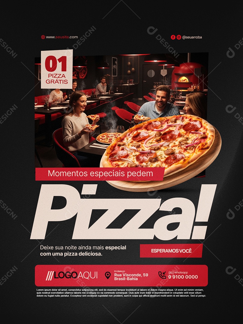 Pizzaria Momentos Especiais Pedem Pizza Social Media PSD Editável