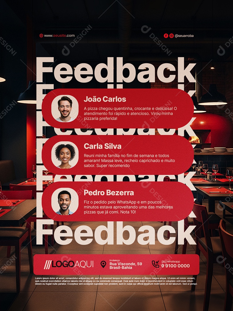 Pizzaria Feedback Social Media PSD Editável