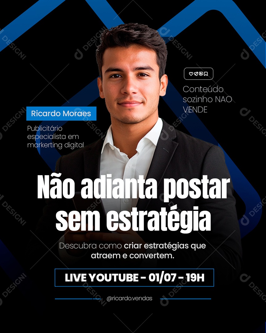 Marketing Digital Não Adianta Postar Sem Estratégia Social Media PSD Editável