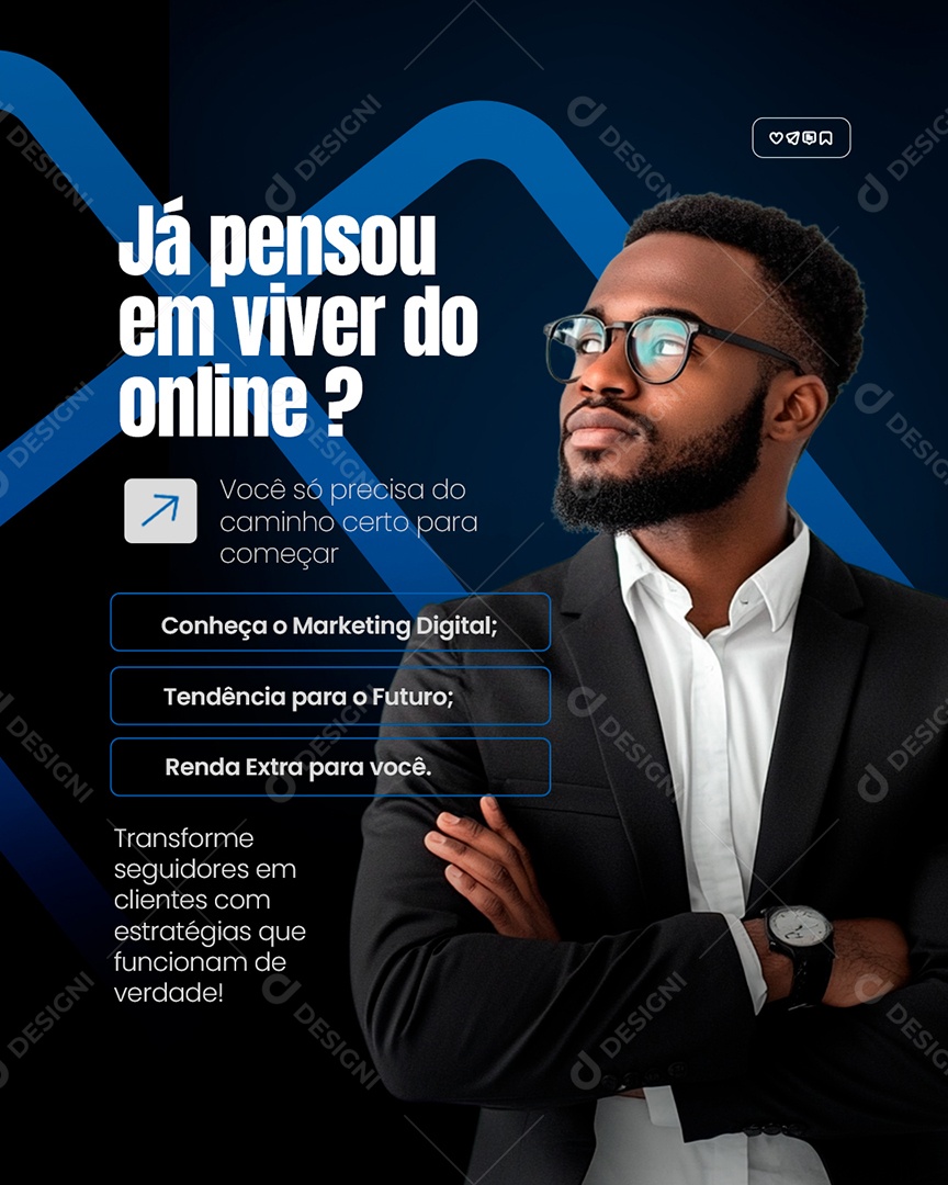 Marketing Digital Já Pensou em Viver do Online Social Media PSD Editável