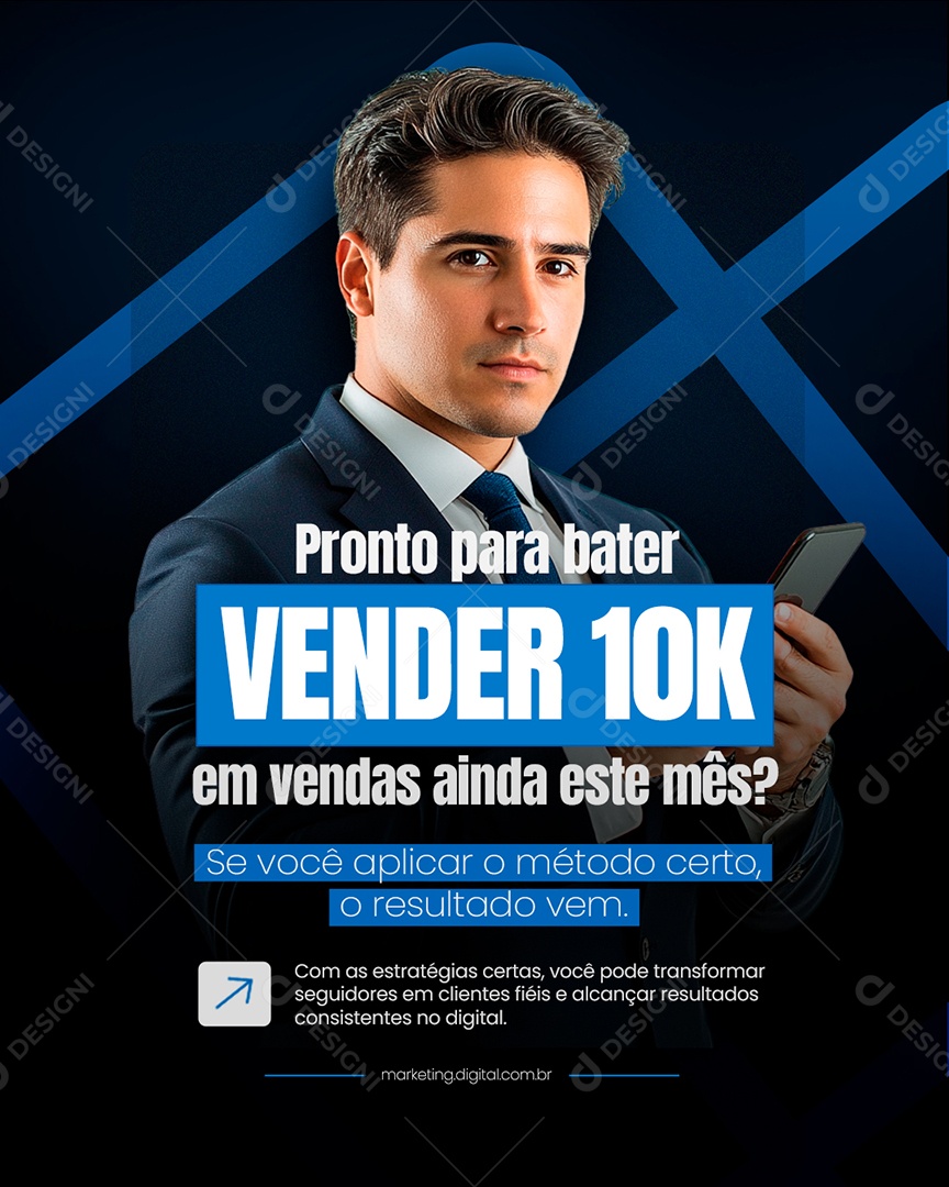 Marketing Digital Pronto para Bater Vender 10K Social Media PSD Editável