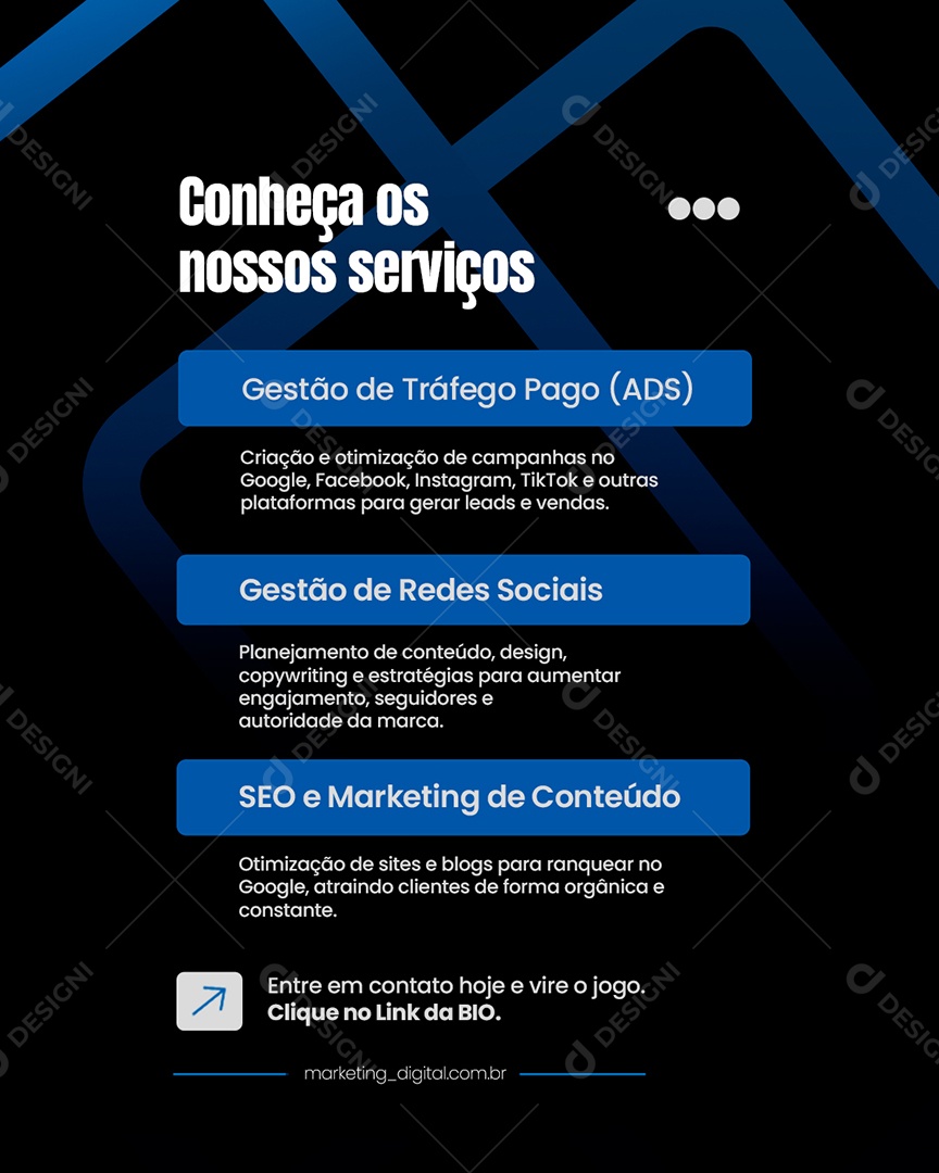 Marketing Digital Conheça os Nossos Serviços Social Media PSD Editável
