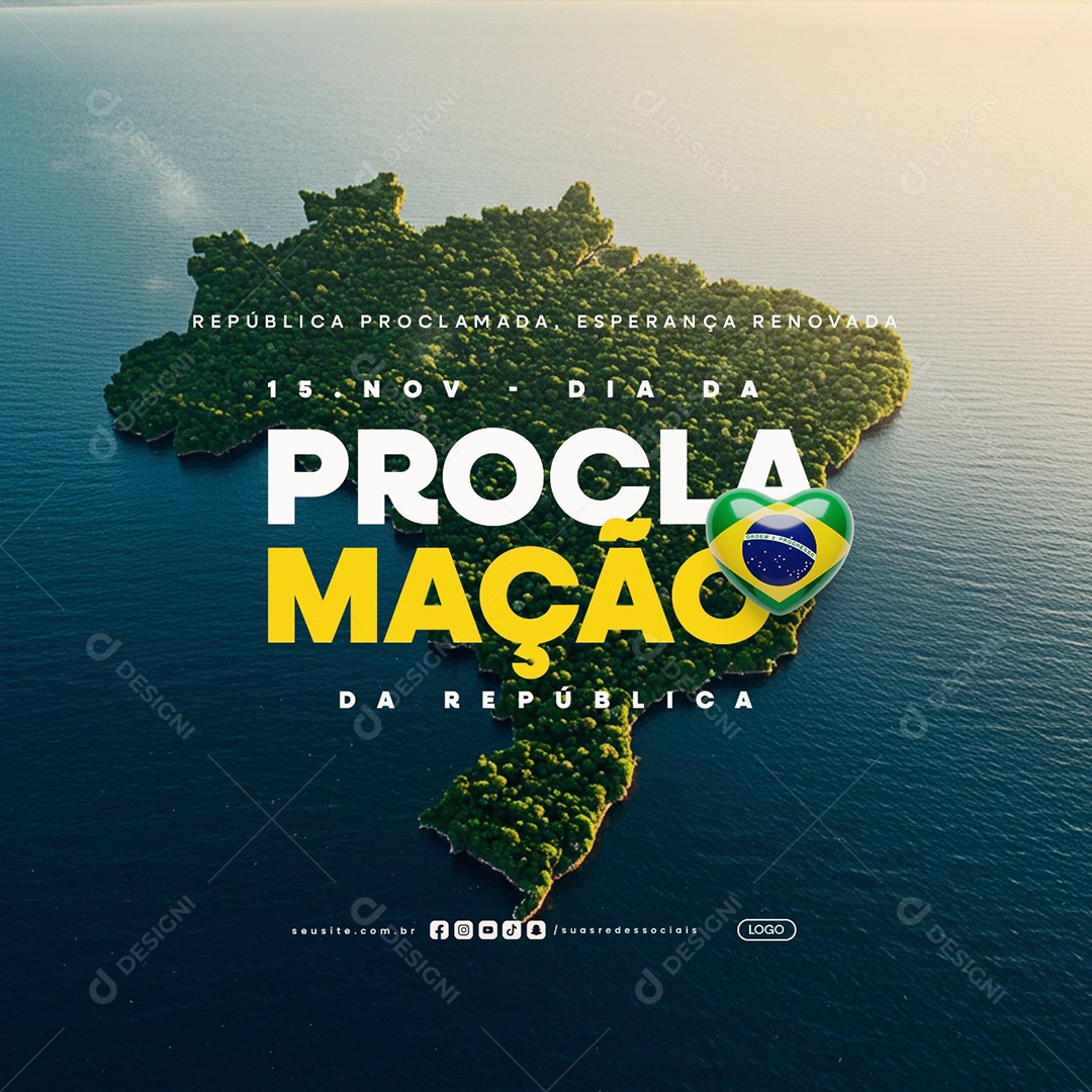 Dia da Proclamação da República 15 de Novembro Esperança Renovada Social Media PSD Editável