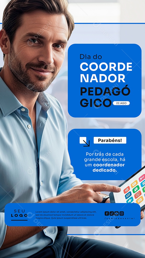 Story Dia Do Coordenador Pedagógico 22 de Agosto Social Media PSD Editável