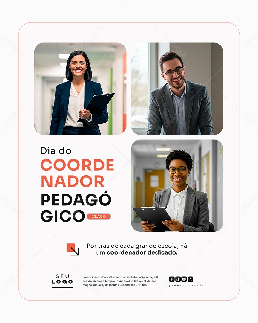 Dia Do Coordenador Pedagógico 22 de Agosto Social Media PSD Editável