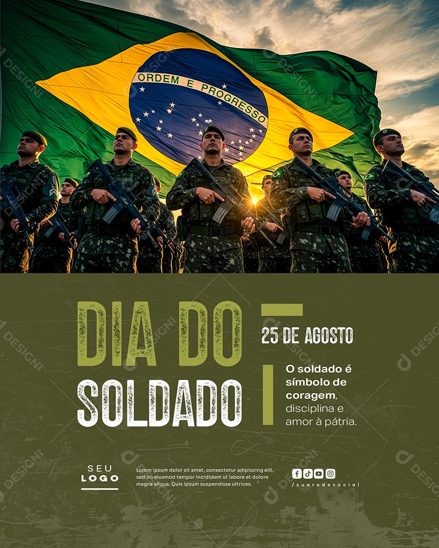 Dia do Soldado 25 de Agosto Social Media PSD Editável