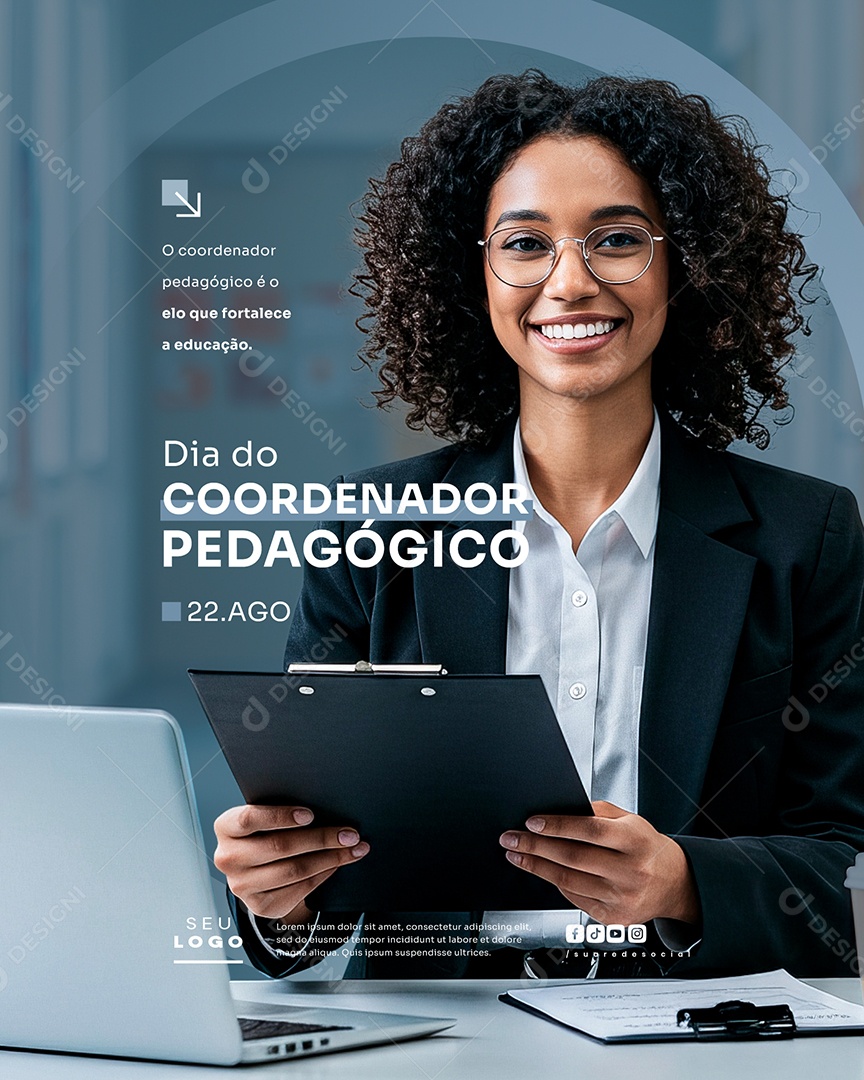 Dia Do Coordenador Pedagógico 22 de Agosto Fortalece a Educação Social Media PSD Editável