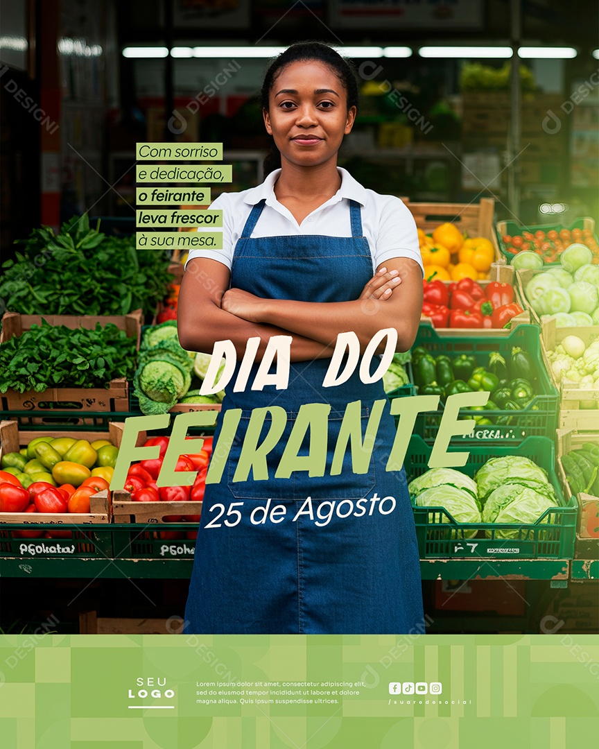 Dia do Feirante 25 de Agosto o Feirante Leva Frescor á Sua Mesa Social Media PSD Editável