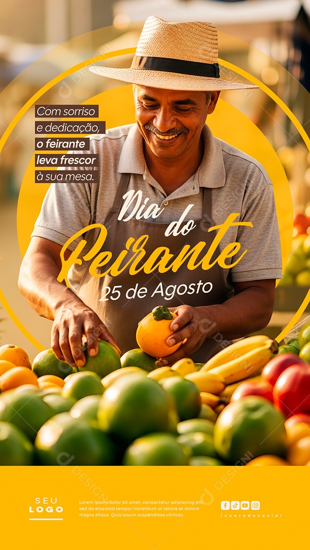 Story Dia do Feirante 25 de Agosto Com Sorriso e Dedicação Social Media PSD Editável