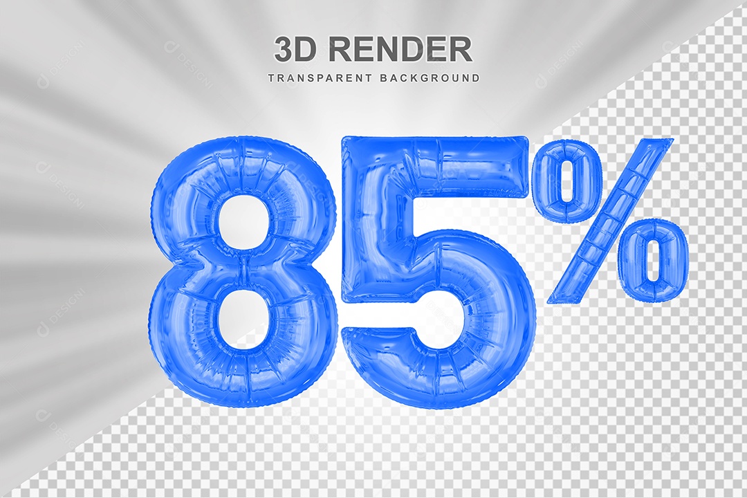 Número de Desconto 85% Elemento 3D Azul para Composição PSD