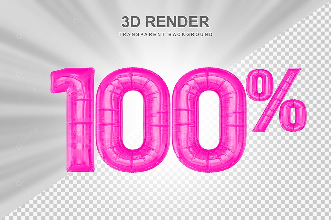 Número de Desconto 100% Elemento 3D Rosa para Composição PSD