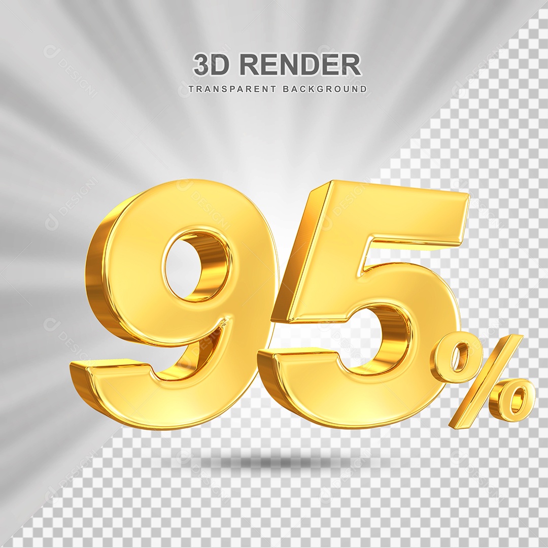 Número de Desconto 95% Elemento 3D Dourado para Composição PSD