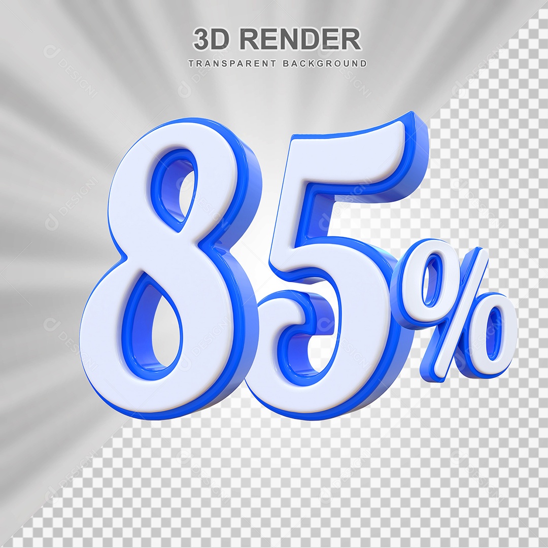 Número de Desconto 85% Elemento 3D Branco E Azul para Composição PSD