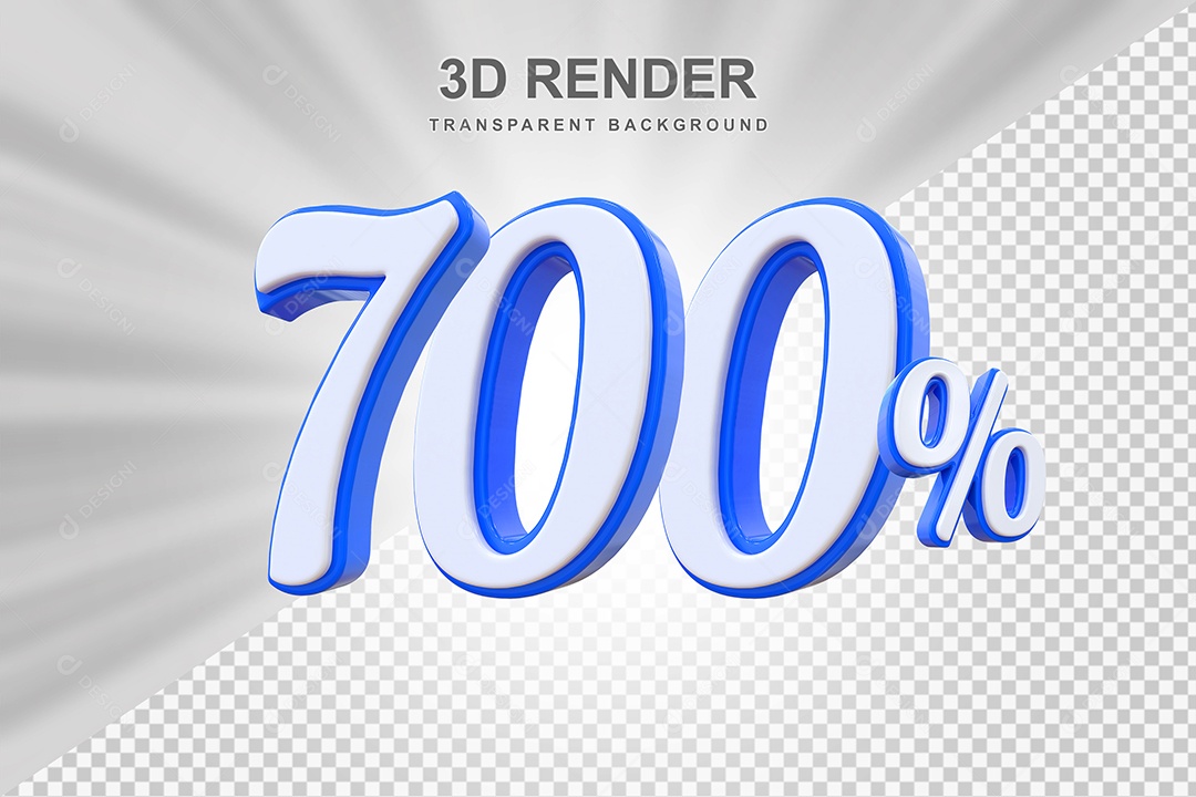 Número de Desconto 700% Elemento 3D Branco E Azul para Composição PSD