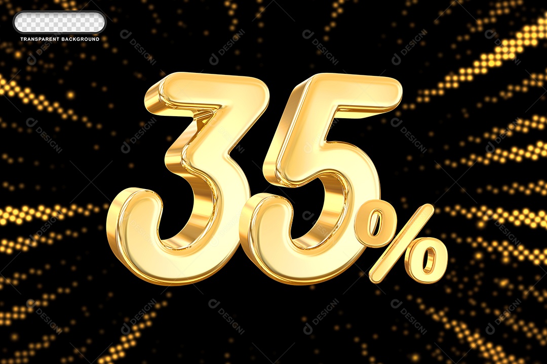 Número de Desconto 35% Elemento 3D Dourado para Composição PSD