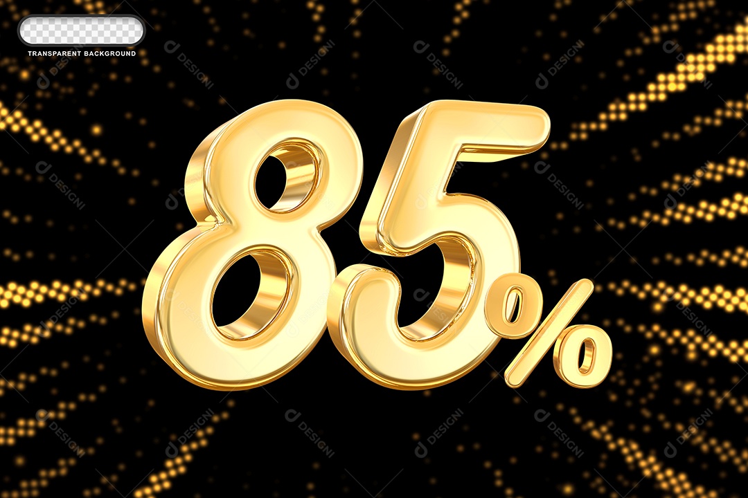 Número de Desconto 85% Elemento 3D Dourado para Composição PSD