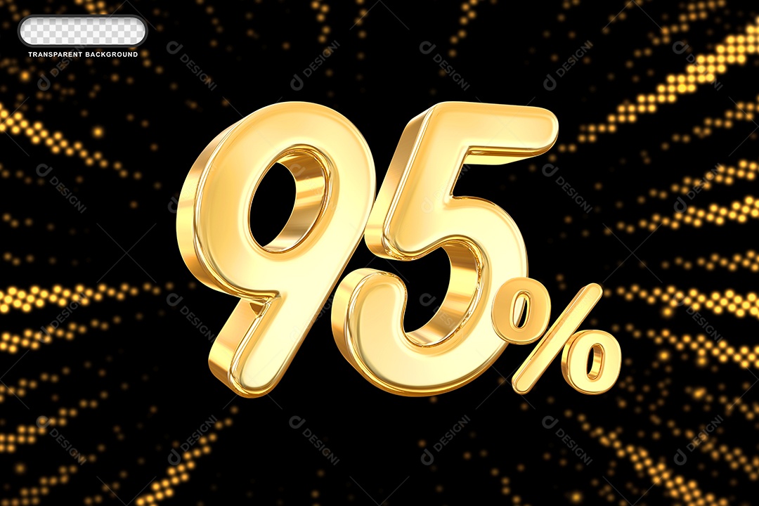 Número de Desconto 95% Elemento 3D Dourado para Composição PSD