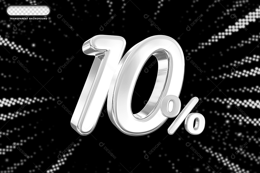 Número de Desconto 10% Elemento 3D Prata para Composição PSD