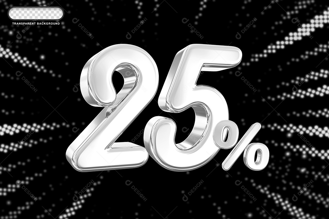 Número de Desconto 25% Elemento 3D Prata para Composição PSD